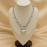 Silver Metallic Heart Necklace